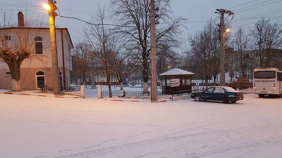 Üsküp'te kar yağışı etkili oldu