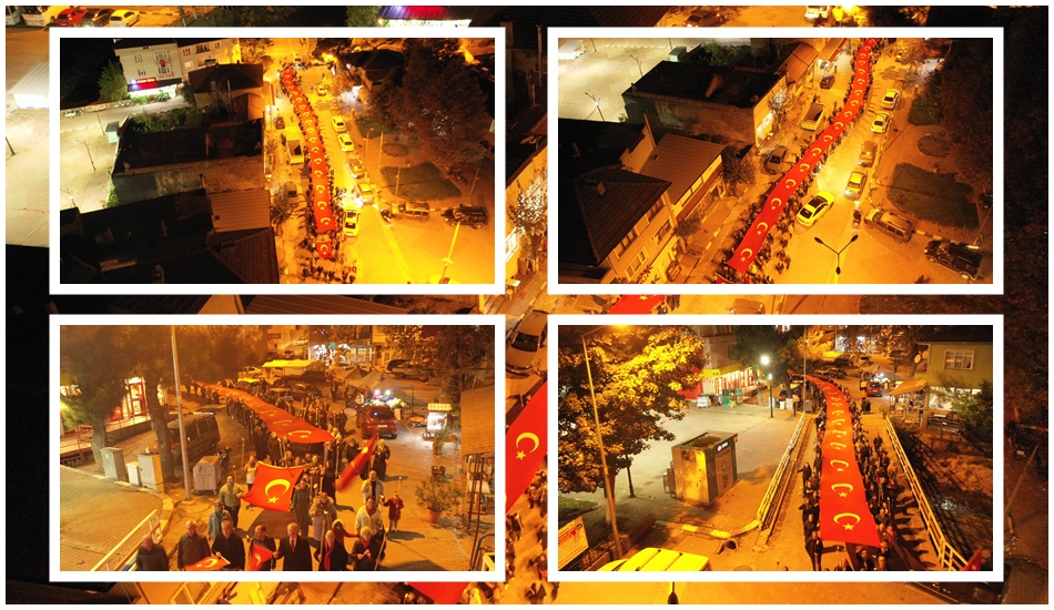 Cumhuriyet Bayramı kutlama etkinlikleri kapsamında beldemizde 50 metrelik dev Türk Bayrağı ile birlikte Fener Alayı düzenlendi…